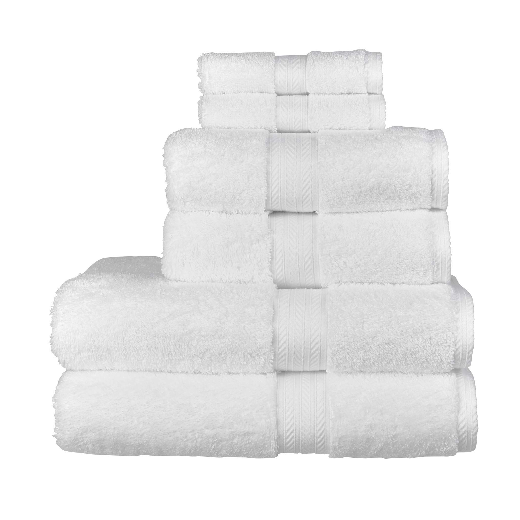 Christy Renaissance 6 Piece Towel Set | White | 100% Egyptian Cotton | Luxuriously Soft and Super Absorbent | 675 GSM | 2 Bath Towels 2 Hand Towels 2 Face Cloths