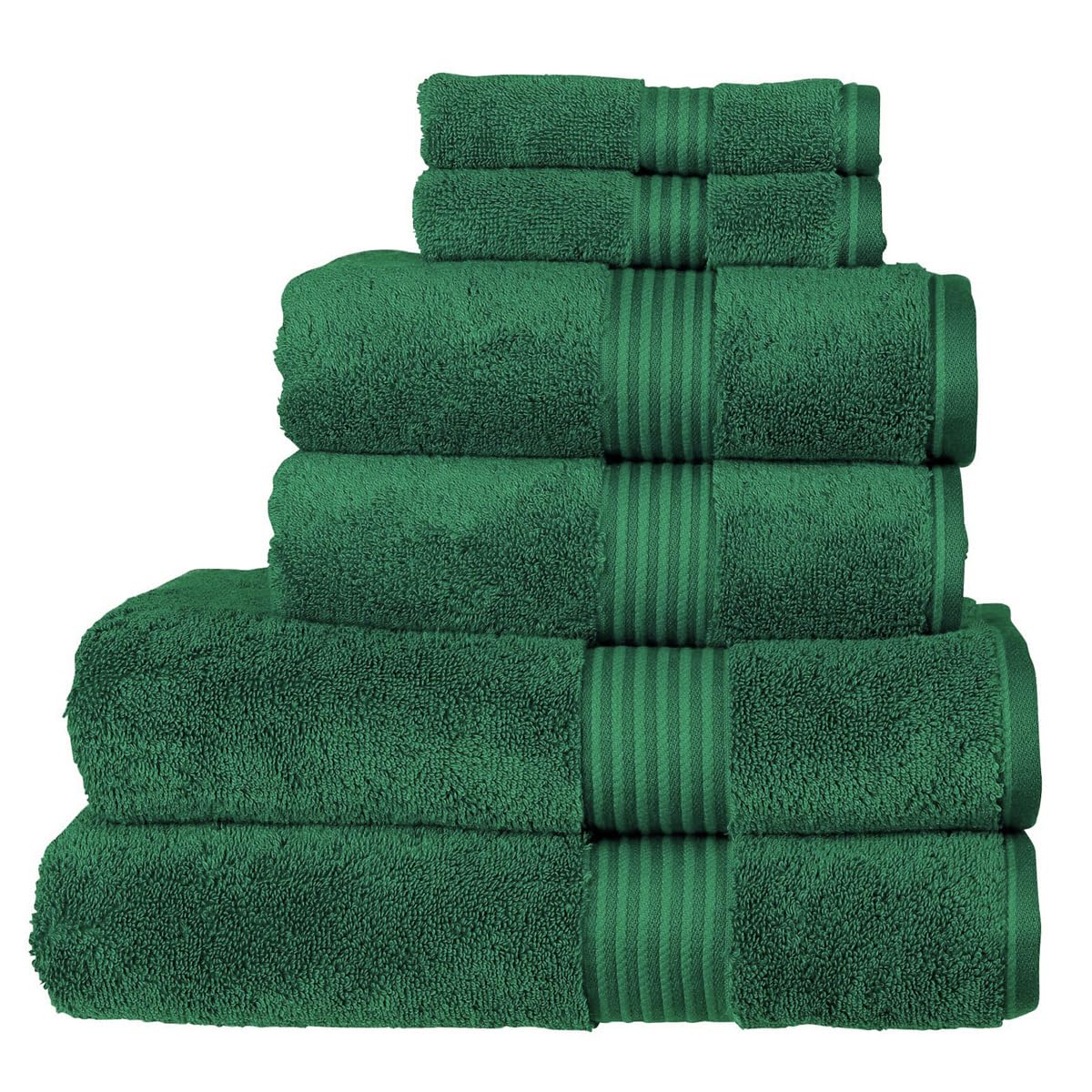 Christy Supreme Hygro 6 Piece Towel Set | Spruce Green | 100% Luxury Supima Cotton | Ultra Soft | Super Absorbent | 650GSM | 2 Bath Towels 2 Hand Towels 2 Face Cloths
